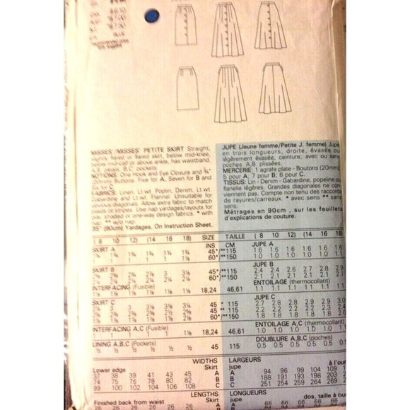 Sewing Pattern Vogue 9946 Misses Skirts Sizes 8-10-12 Vintage U/C - Picture 5 of 6